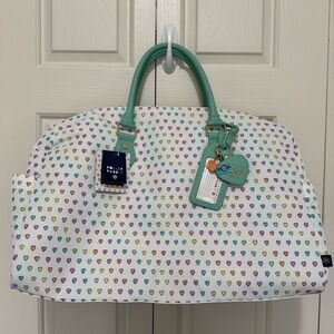 Disco Hearts Wave Softside Duffel Bag White/Teal - Roller Rabbit x Target